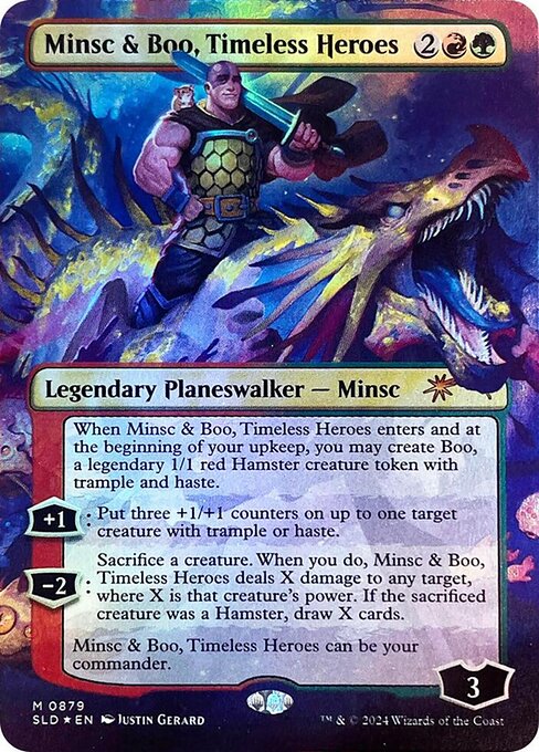 【フルアート】【Foil】【EN】時を超えた英雄、ミンスクとブー/Minsc & Boo, Timeless Heroes [SLD] 金M No.879