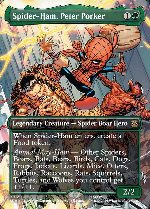【ボーダレス】【Foil】【EN】スパイダーハム、ピーター・ポーカー/Spider-Ham, Peter Porker [SPM] 緑R No.201