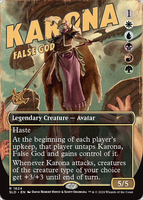 【ボーダレス】【Foil】【EN】邪神カローナ/Karona, False God [SLD] 金R No.1624