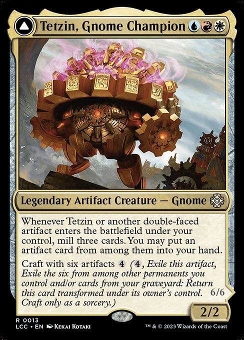 【Foil】【EN】ノームの勇者、テジン // 黄金歯車の巨像/Tetzin, Gnome Champion // The Golden-Gear Colossus [LCC] 混R No.13