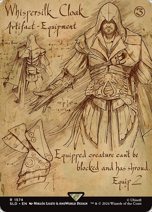 【フルアート】【Foil】【EN】囁き絹の外套/Whispersilk Cloak [SLD] 茶R No.1574