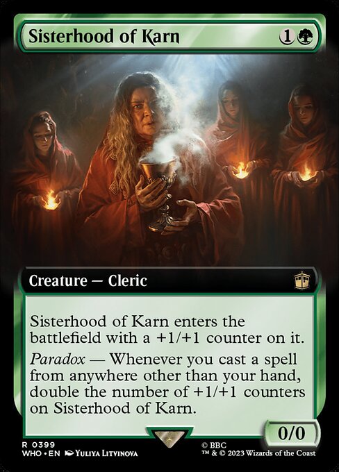 【拡張アート】【Foil】【EN】カーンのシスターフッド/Sisterhood of Karn [WHO] 緑R No.399