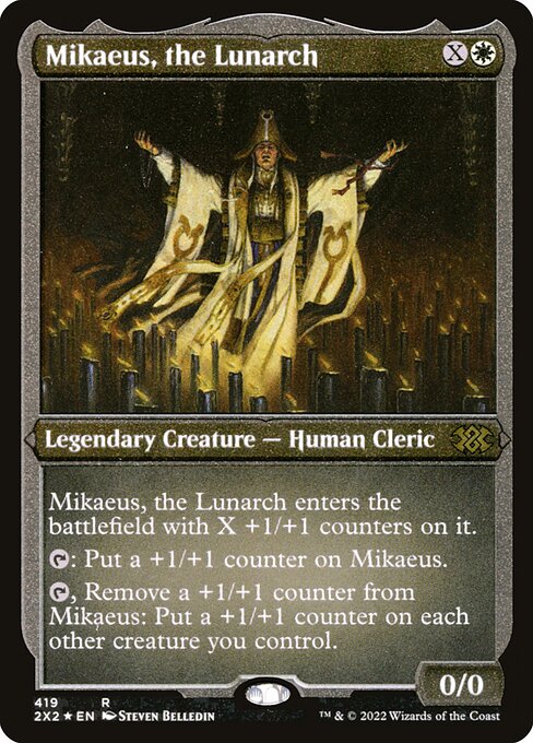 【エッチングFoil】【EN】月皇ミケウス/Mikaeus, the Lunarch [2X2] 白R No.419