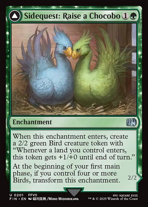 【Foil】【EN】サブクエスト：チョコボ育成 // 黒チョコボ/Sidequest: Raise a Chocobo // Black Chocobo [FIN] 緑U No.201