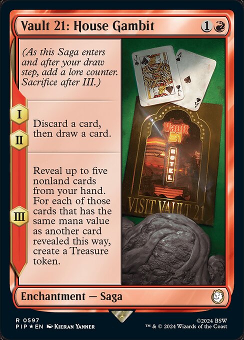 【サージFoil】【Foil】【EN】Vault 21：ギャンブラーの楽園/Vault 21: House Gambit [PIP] 赤R No.597