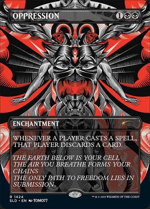【フルアート】【Foil】【EN】抑圧/Oppression [SLD] 黒R No.1424