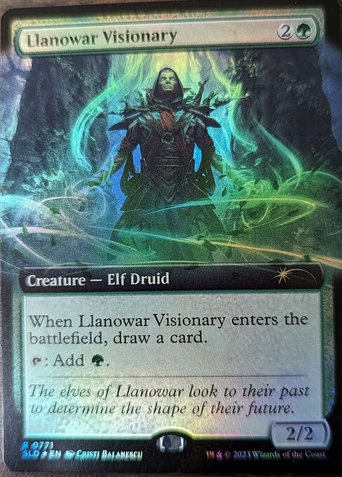 【拡張アート】【Foil】【EN】ラノワールの幻想家/Llanowar Visionary [SLD] 緑R No.771