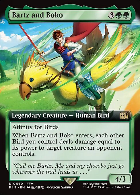 【拡張アート】【Foil】【EN】バッツとボコ/Bartz and Boko [FIN] 緑R No.469
