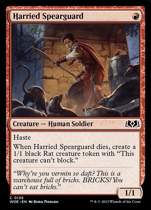 【Foil】【EN】攻め立てられる槍護衛/Harried Spearguard [WOE] 赤C No.135