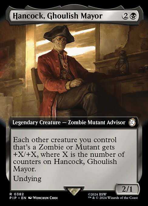 【拡張アート】【EN】グールの市長、ハンコック/Hancock, Ghoulish Mayor [PIP] 黒R No.382