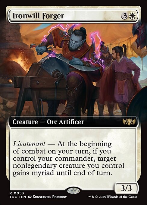 【拡張アート】【Foil】【EN】鉄心の鍛冶工/Ironwill Forger [TDC] 白R No.53