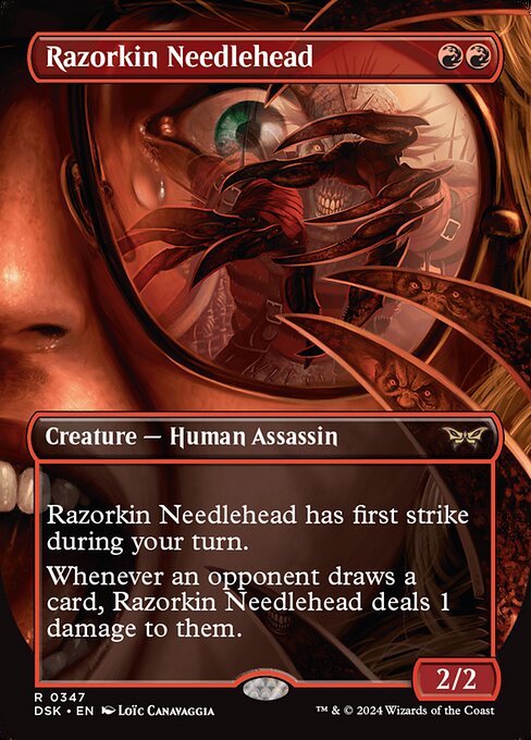 【ボーダレス】【Foil】【EN】剃刀族の棘頭/Razorkin Needlehead [DSK] 赤R No.347