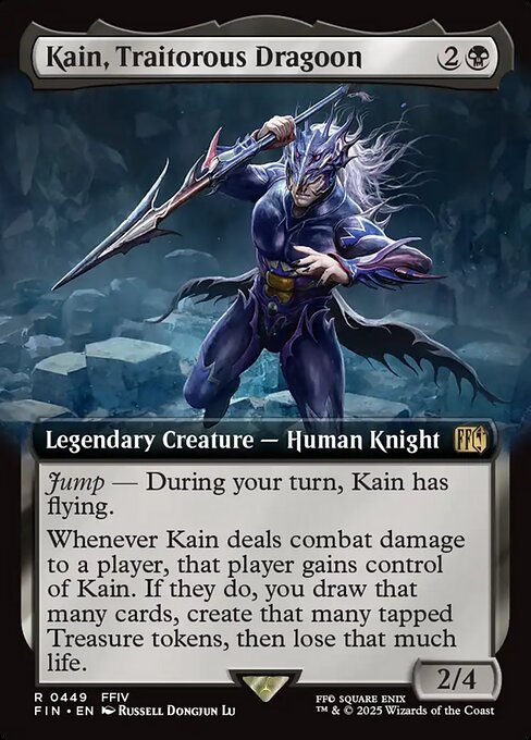 【拡張アート】【Foil】【EN】苦悩の竜騎士、カイン/Kain, Traitorous Dragoon [FIN] 黒R No.449