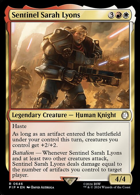 【サージFoil】【Foil】【EN】センチネル、サラ・リオンズ/Sentinel Sarah Lyons [PIP] 金R No.646