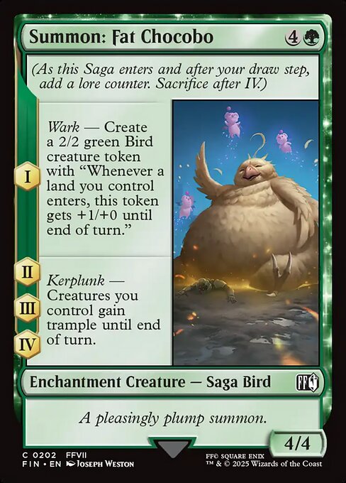 【Foil】【EN】召喚：デブチョコボ /Summon: Fat Chocobo [FIN] 緑C No.202