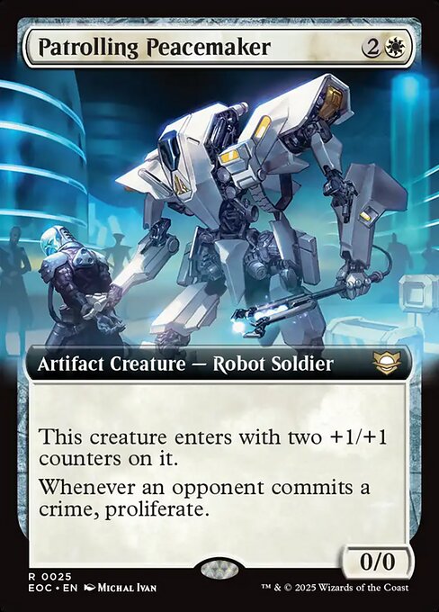【拡張アート】【Foil】【EN】巡回する治安維持機/Patrolling Peacemaker [EOC] 白R No.25