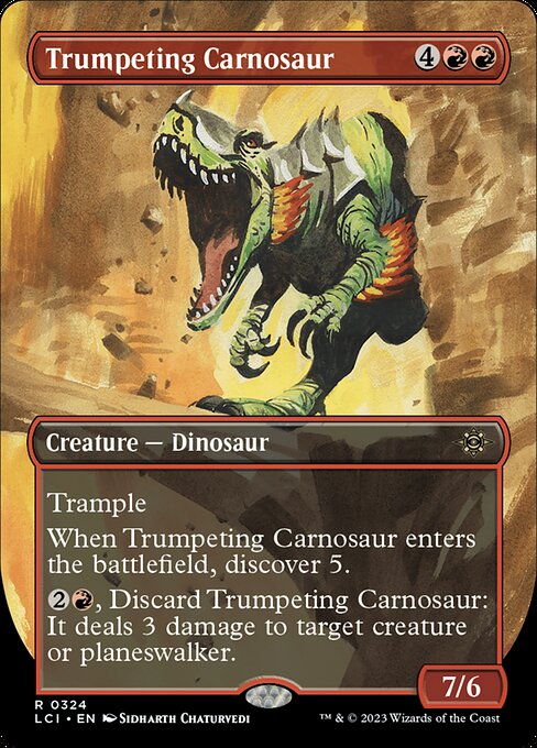 【ボーダレス】【Foil】【EN】嘶くカルノサウルス/Trumpeting Carnosaur [LCI] 赤R No.324