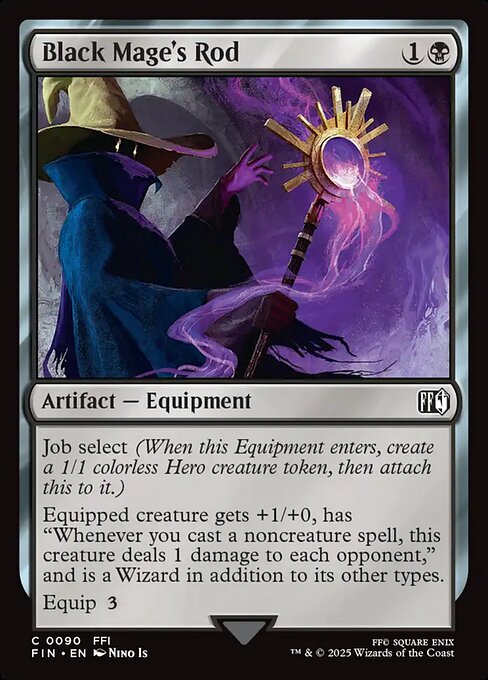 【Foil】【EN】「黒魔術士」の杖/Black Mage's Rod [FIN] 黒C No.90