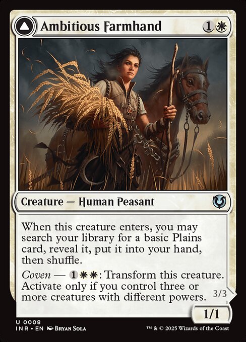 【Foil】【EN】野心的な農場労働者 // 歴戦の聖戦士/Ambitious Farmhand // Seasoned Cathar [INR] 白U No.8