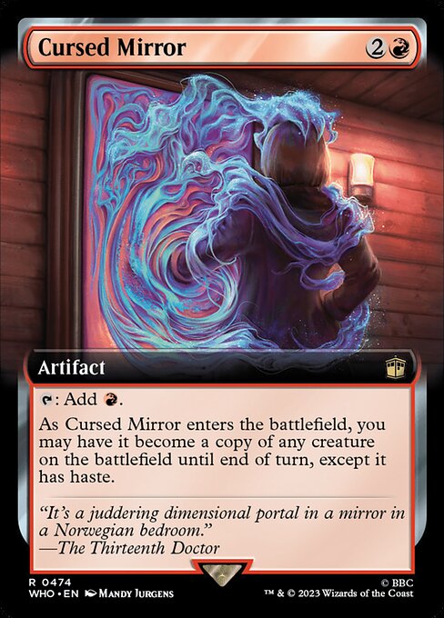 【拡張アート】【Foil】【EN】呪われた鏡/Cursed Mirror [WHO] 赤R No.474