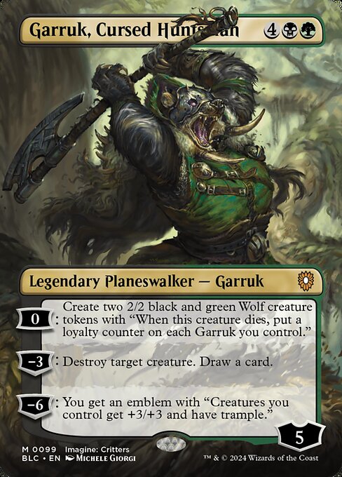 【ボーダレス】【Foil】【EN】呪われた狩人、ガラク/Garruk, Cursed Huntsman [BLC] 金M No.99