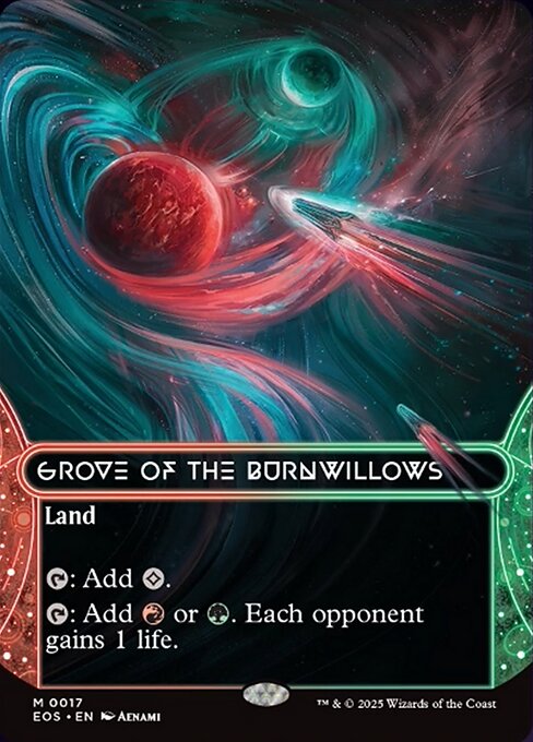 【ボーダレス】【Foil】【EN】燃え柳の木立ち/Grove of the Burnwillows [EOS] 土地M No.17