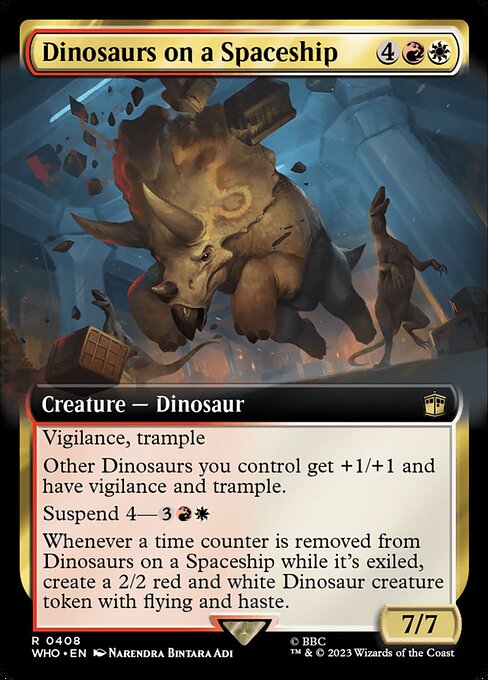 【拡張アート】【Foil】【EN】宇宙船内の恐竜/Dinosaurs on a Spaceship [WHO] 金R No.408