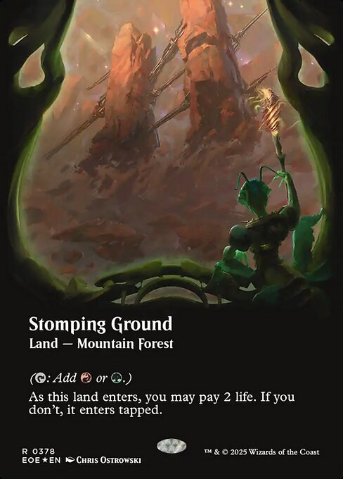 【ボーダレス】【ギャラクシーFoil】【EN】踏み鳴らされる地/Stomping Ground [EOE] 土地R No.378