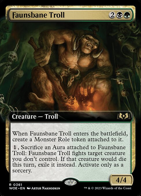 【拡張アート】【EN】フォーン忌みのトロール/Faunsbane Troll [WOE] 金R No.361