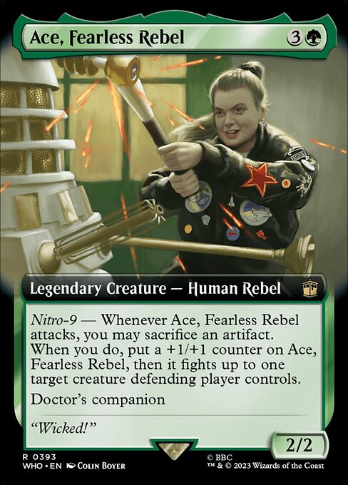 【拡張アート】【Foil】【EN】恐れなき反逆者、エース/Ace, Fearless Rebel [WHO] 緑R No.393