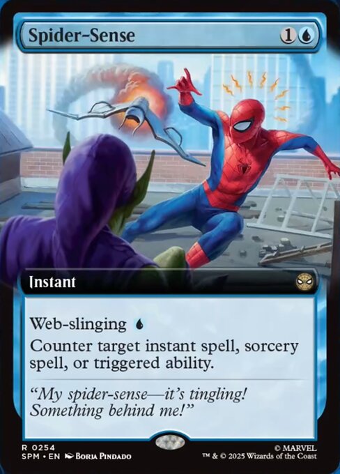【拡張アート】【Foil】【EN】スパイダーセンス/Spider-Sense [SPM] 青R No.254