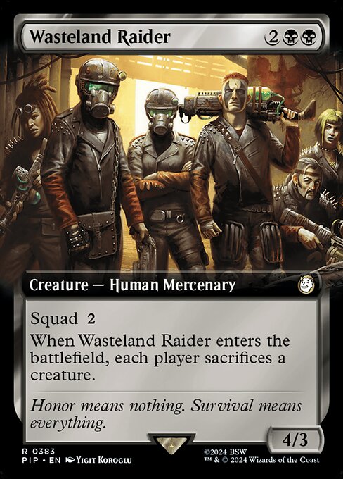 【拡張アート】【Foil】【EN】ウェイストランド・レイダー/Wasteland Raider [PIP] 黒R No.383