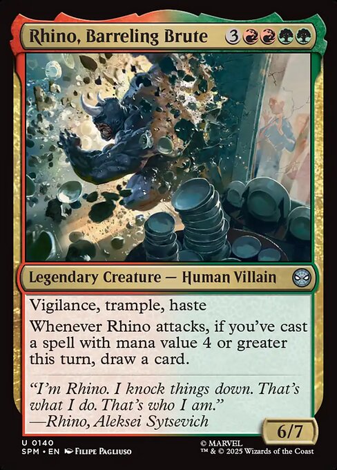 【EN】怒涛の粗暴者、ライノ/Rhino, Barreling Brute [SPM] 金U No.140