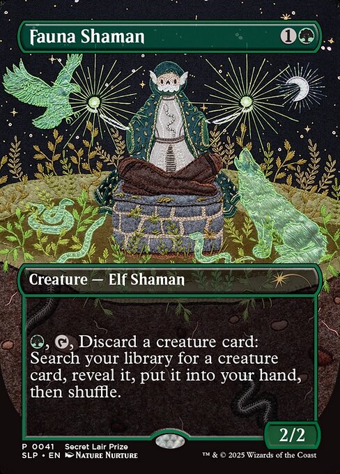 【ボーダレス】【Foil】【EN】獣相のシャーマン/Fauna Shaman [SLP] 緑R No.41