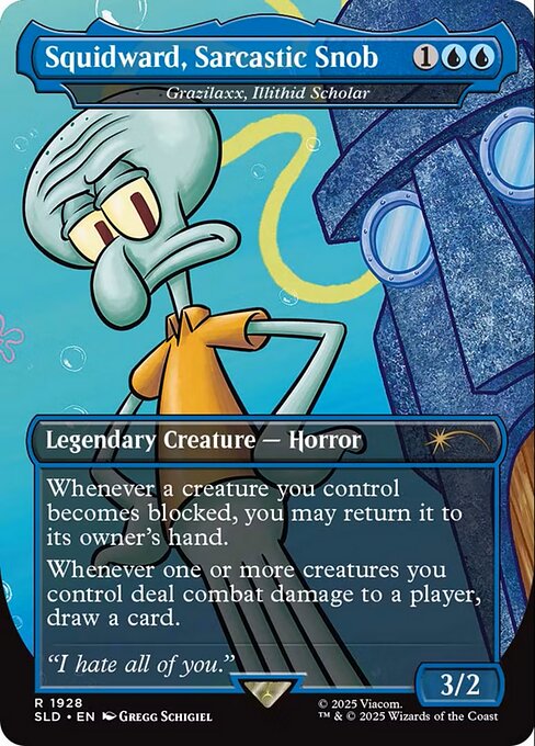 【ボーダレス】【Foil】【EN】イリシッドの学者、グラジラックス/Grazilaxx, Illithid Scholar [SLD] 青R No.1928