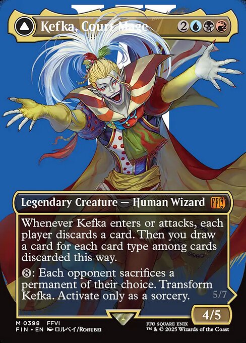 【ボーダレス】【Foil】【EN】人造魔導士、ケフカ // 破壊の化身、ケフカ/Kefka, Court Mage // Kefka, Ruler of Ruin [FIN] 金M No.398