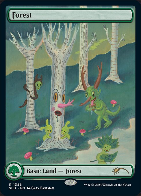 【フルアート】【Foil】【EN】森/Forest [SLD] 無R No.1386