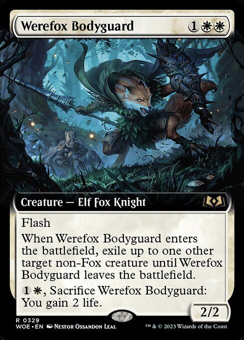 【拡張アート】【Foil】【EN】人狐のボディガード/Werefox Bodyguard [WOE] 白R No.329