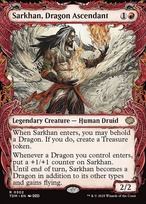 【ショーケース】【Foil】【EN】龍へと昇る者、サルカン/Sarkhan, Dragon Ascendant [TDM] 赤R No.302
