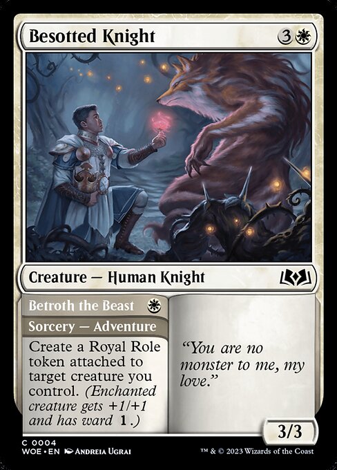 【Foil】【EN】恋に落ちた騎士//獣との婚約/Besotted Knight // Betroth the Beast [WOE] 白C No.4