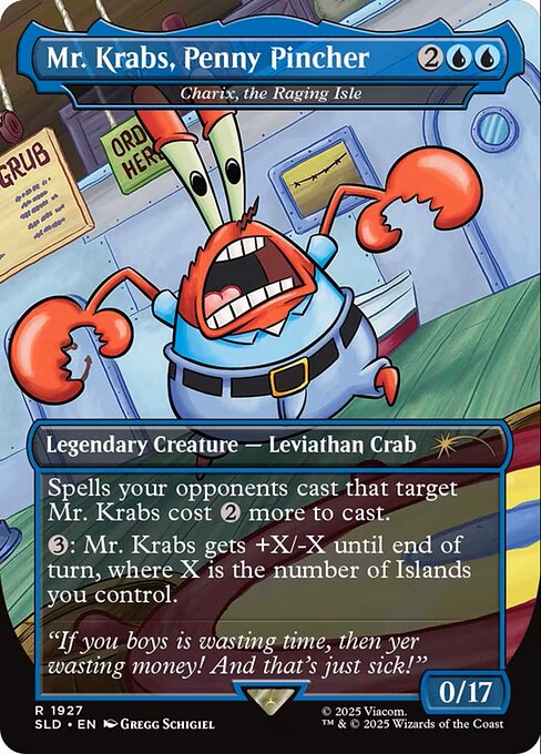 【ボーダレス】【EN】Mr. Krabs, Penny Pincher // 怒り狂う島嶼、キャリクス/Charix, the Raging Isle [SLD] 青R No.1927