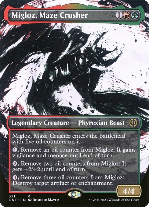 【ショーケース】【ボーダレス】【Foil】【EN】迷宮壊し、ミグロズ/Migloz, Maze Crusher [ONE] 金R No.321