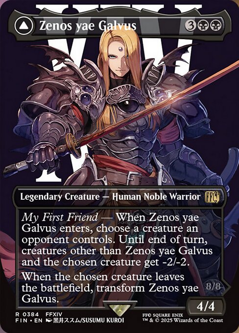 【フルアート】【Foil】【EN】ゼノス・イェー・ガルヴァス // 超越せし者、神龍/Zenos yae Galvus // Shinryu, Transcendent Rival [FIN] 黒R No.384