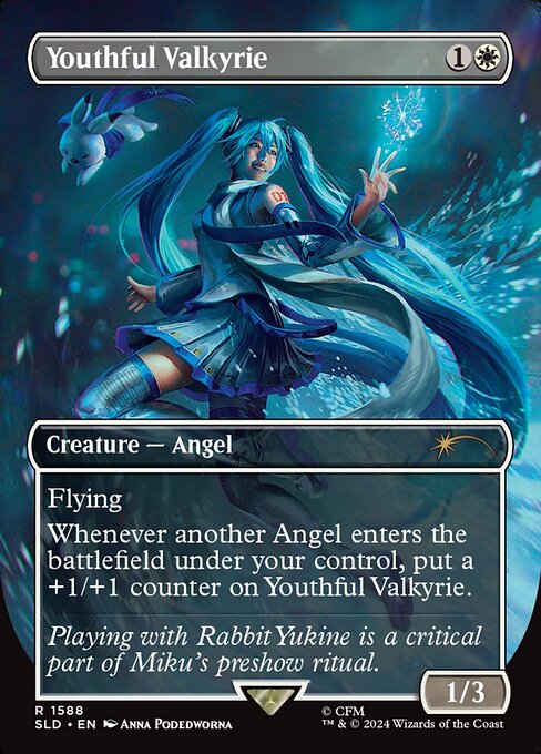 【フルアート】【Foil】【EN】若年の戦乙女/Youthful Valkyrie [SLD] 白R No.1588