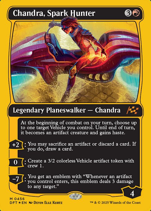 【ファーストプレイスFoil】【EN】灯を追う者、チャンドラ/Chandra, Spark Hunter [DFT] 赤M No.456