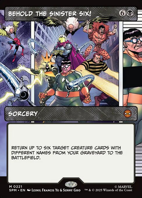 【ボーダレス】【Foil】【EN】シニスター・シックスにご用心！/Behold the Sinister Six! [SPM] 黒M No.221