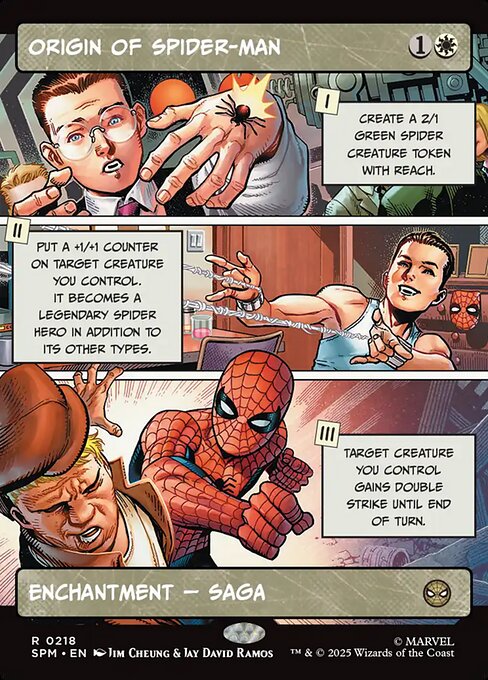【ボーダレス】【Foil】【EN】スパイダーマンの原点/Origin of Spider-Man [SPM] 白R No.218
