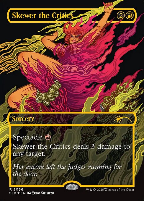 【フルアート】【Foil】【EN】批判家刺殺/Skewer the Critics [SLD] 赤R No.2056