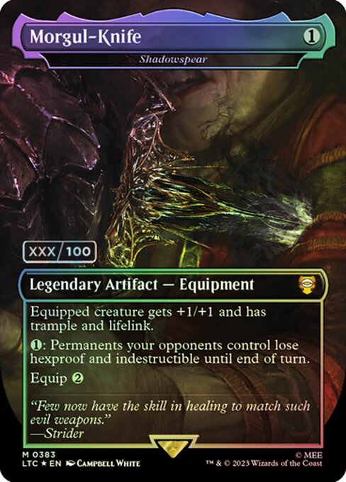 【シリアル・ダブルレインボウFoil】【EN】モルグルの刃/Morgul-Knife // 影槍/Shadowspear [LTC] 茶M No.383z カード画像（表面）