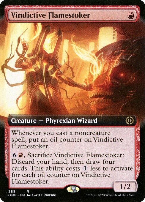 【拡張アート】【Foil】【EN】執念深い炎焚き/Vindictive Flamestoker [ONE] 赤R No.388